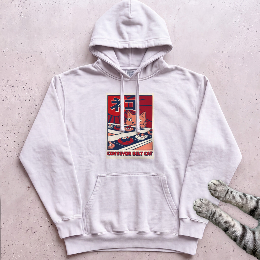 Conveyor Belt Cat Hoodie - White