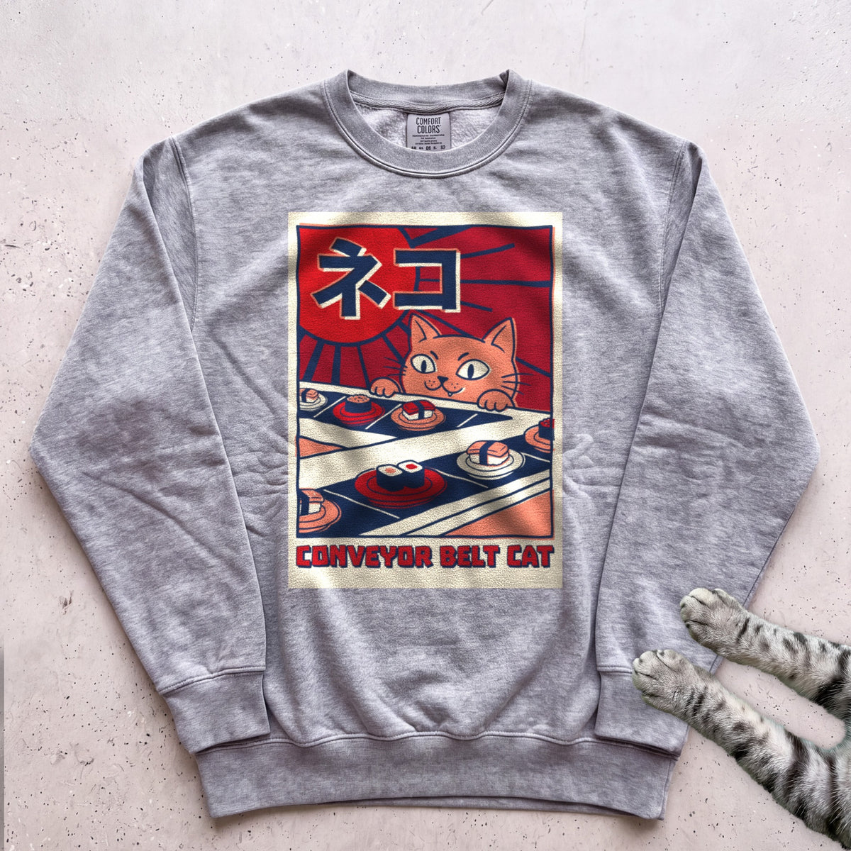 Conveyor Belt Cat Sweatshirt - Grey