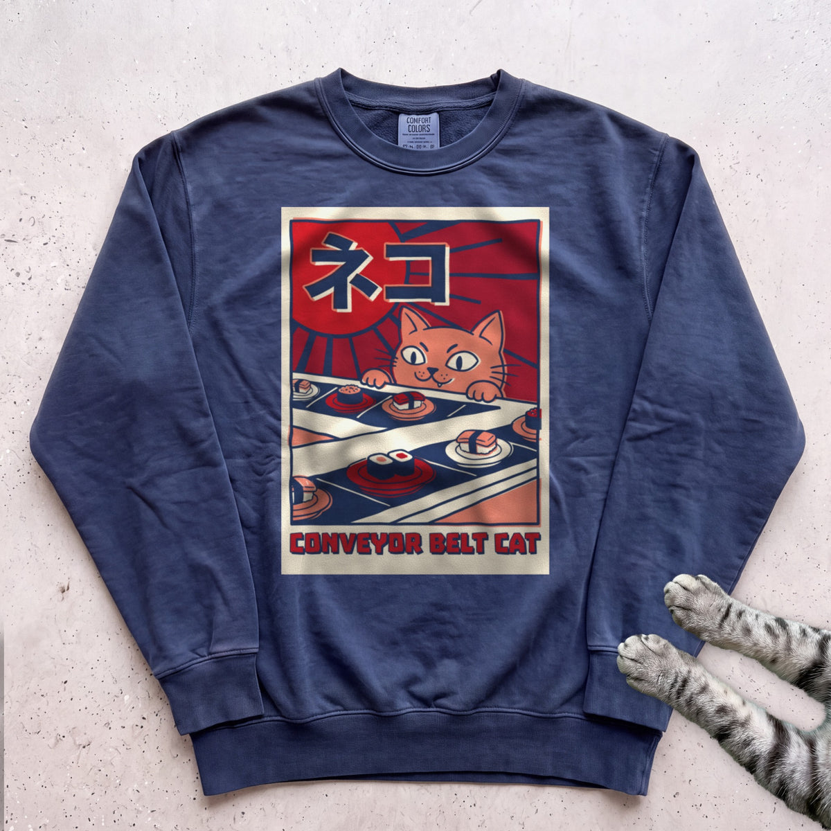 Conveyor Belt Cat Sweatshirt - True Navy