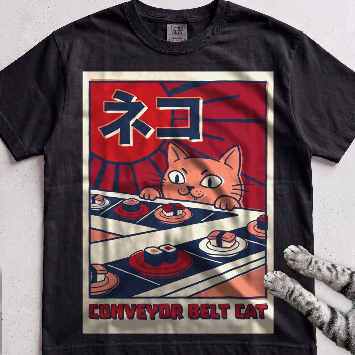 Conveyor Belt Cat T-Shirt - Black
