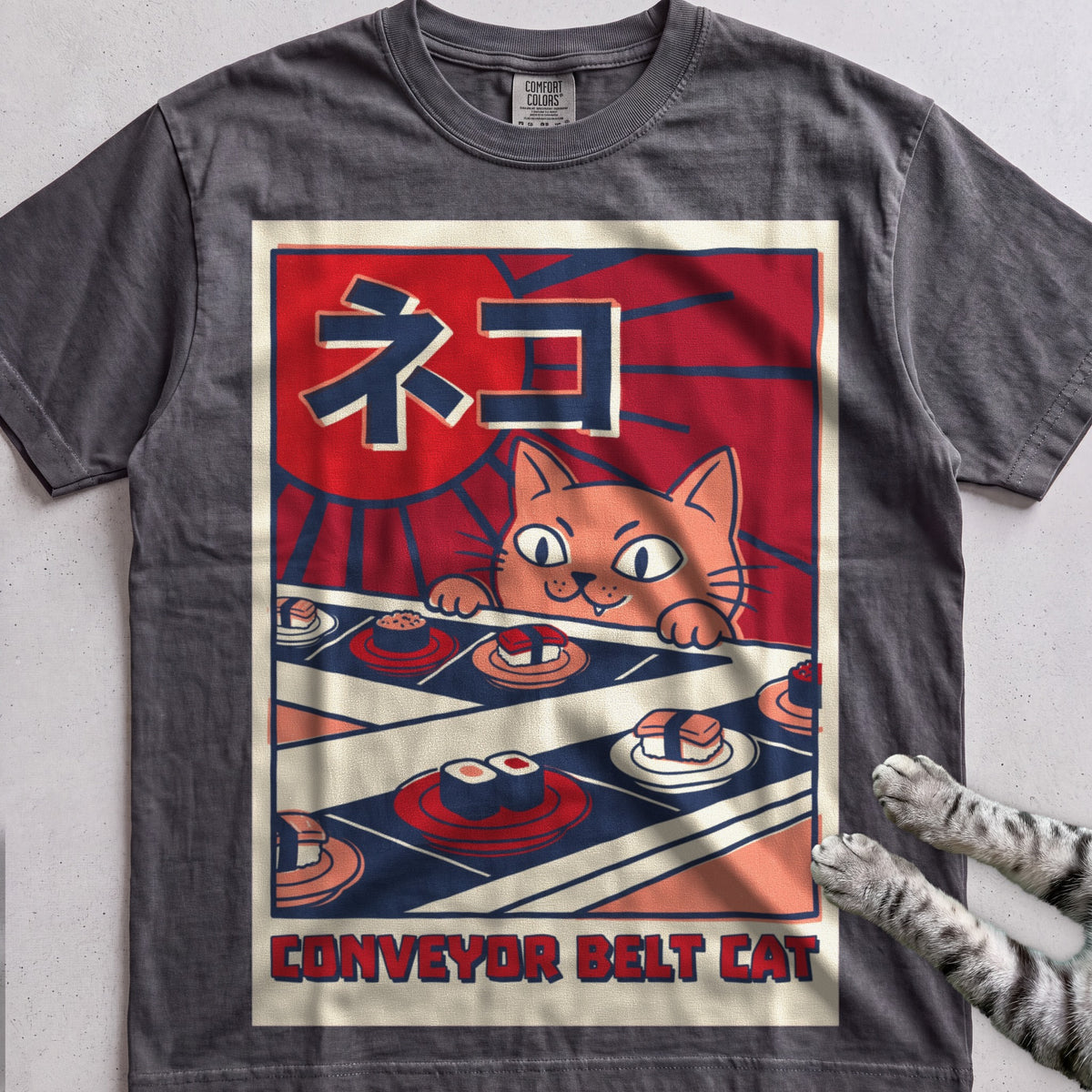 Conveyor Belt Cat T-Shirt - Pepper