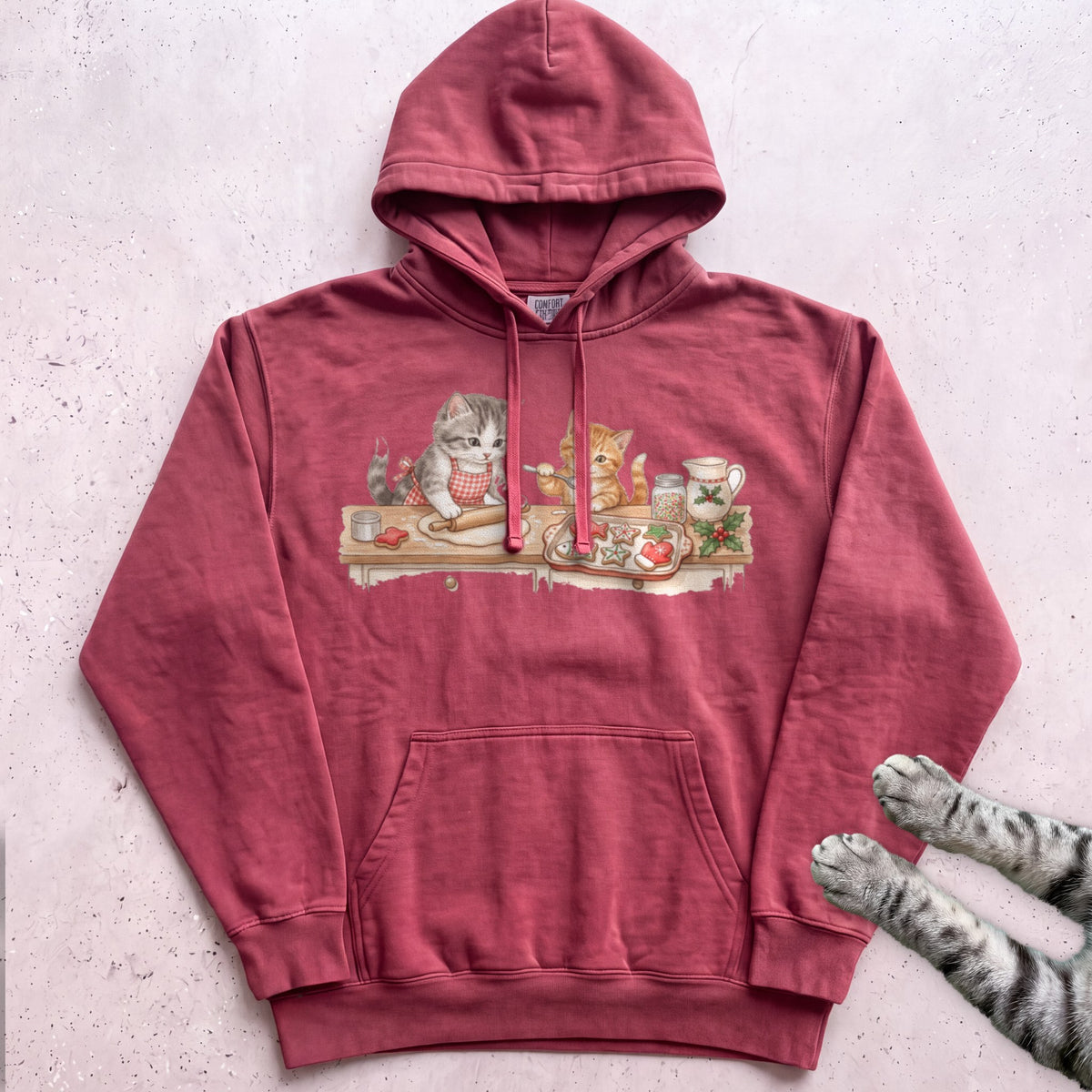 Cookie Crew Cat Hoodie - Crimson