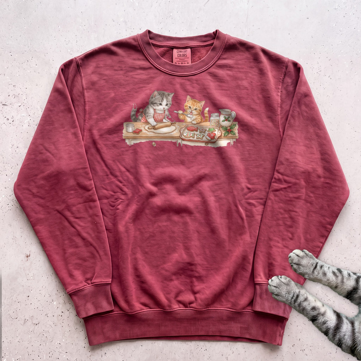 Cookie Crew Cat Sweatshirt - Crimson