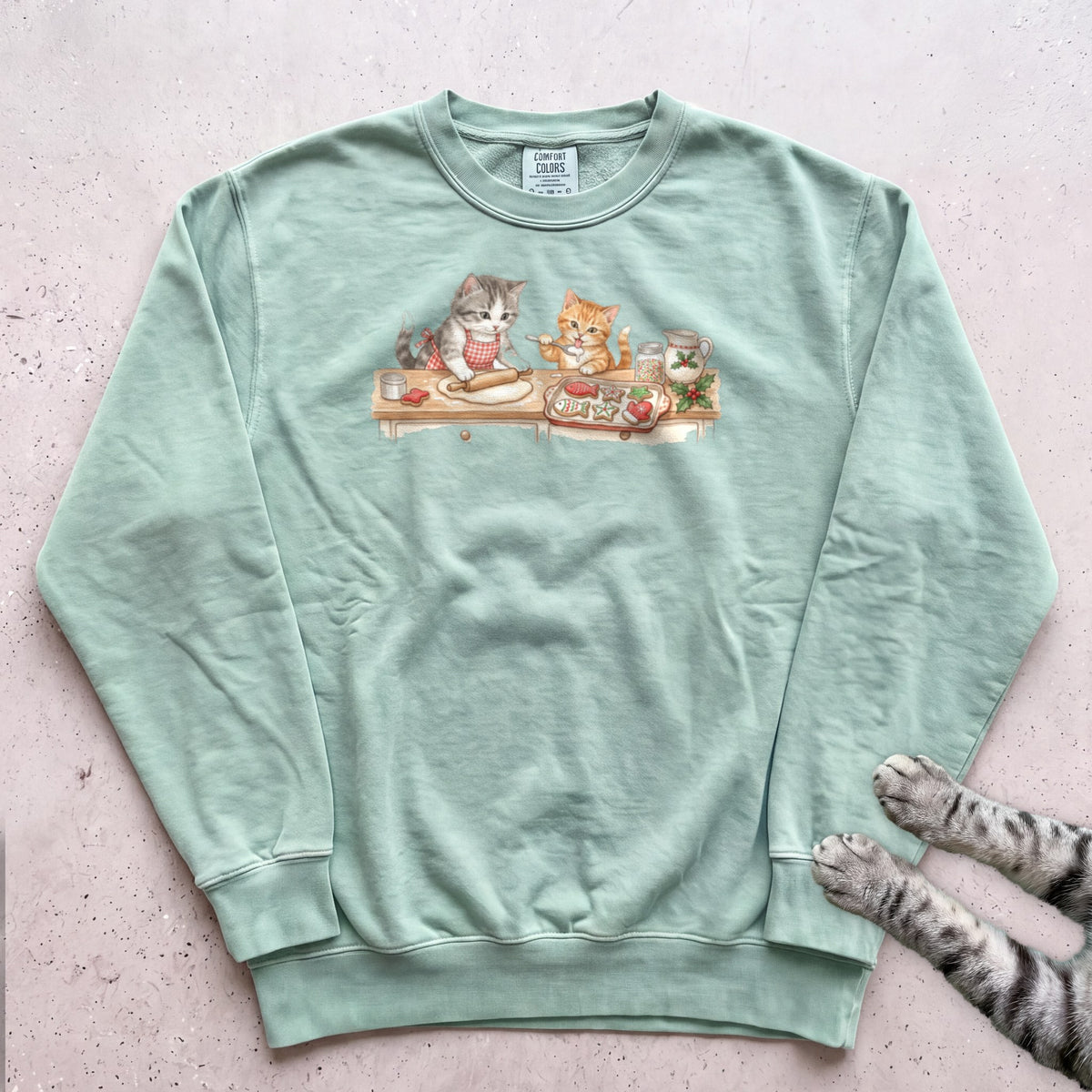 Cookie Crew Cat Sweatshirt - Light Green
