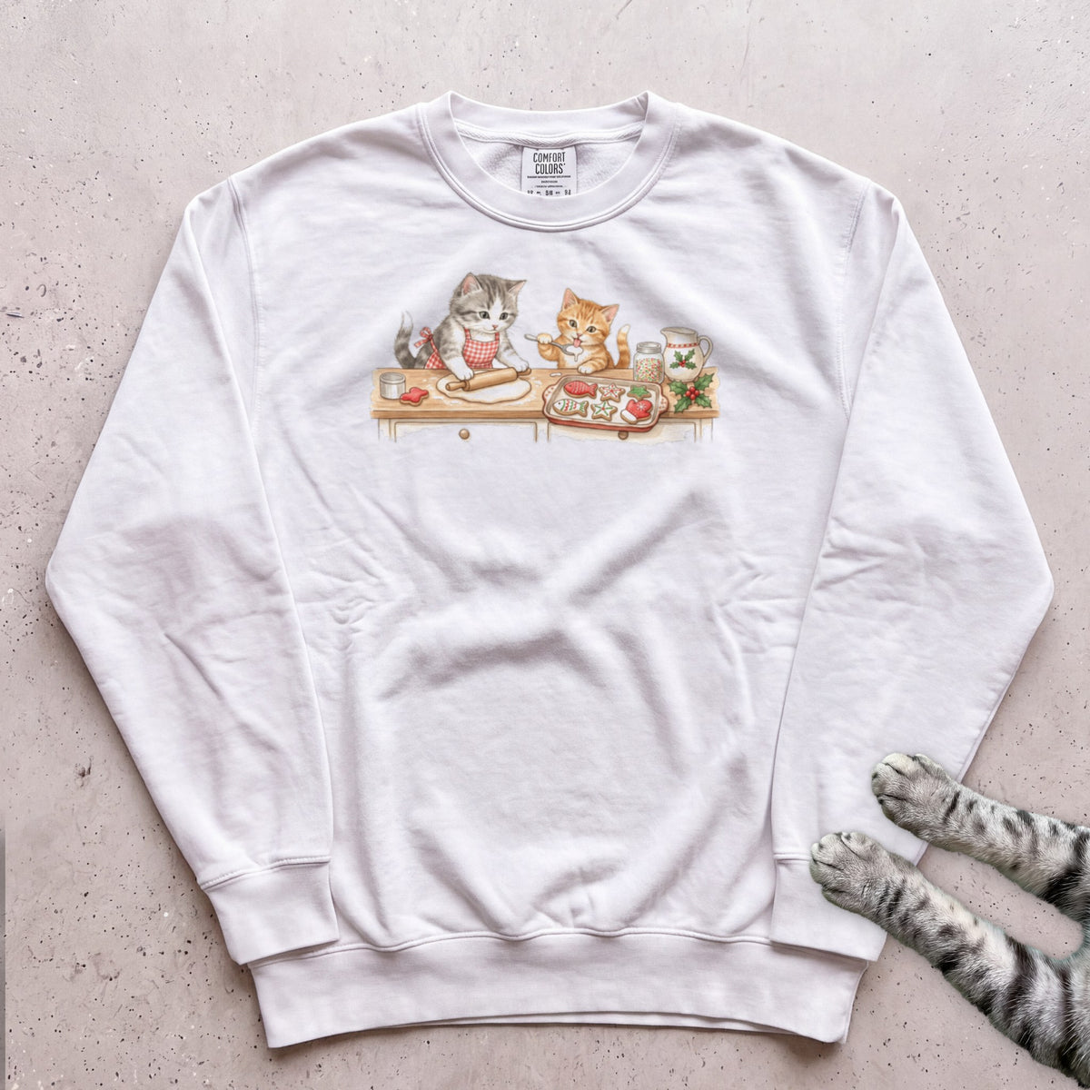 Cookie Crew Cat Sweatshirt - White