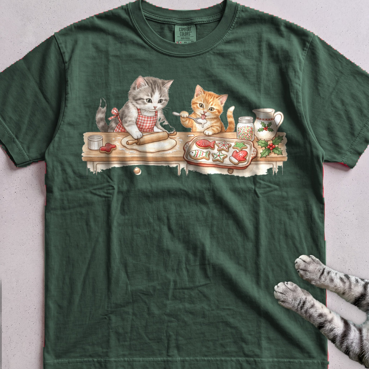 Cookie Crew Cat T-Shirt - Blue Spruce
