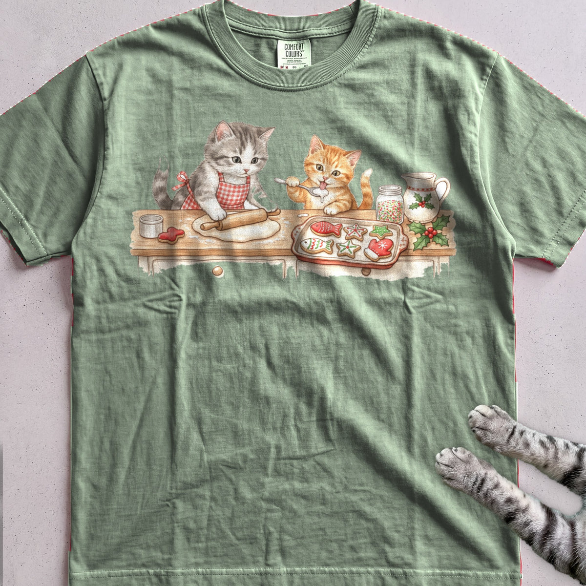 Cookie Crew Cat T-Shirt - Light Green