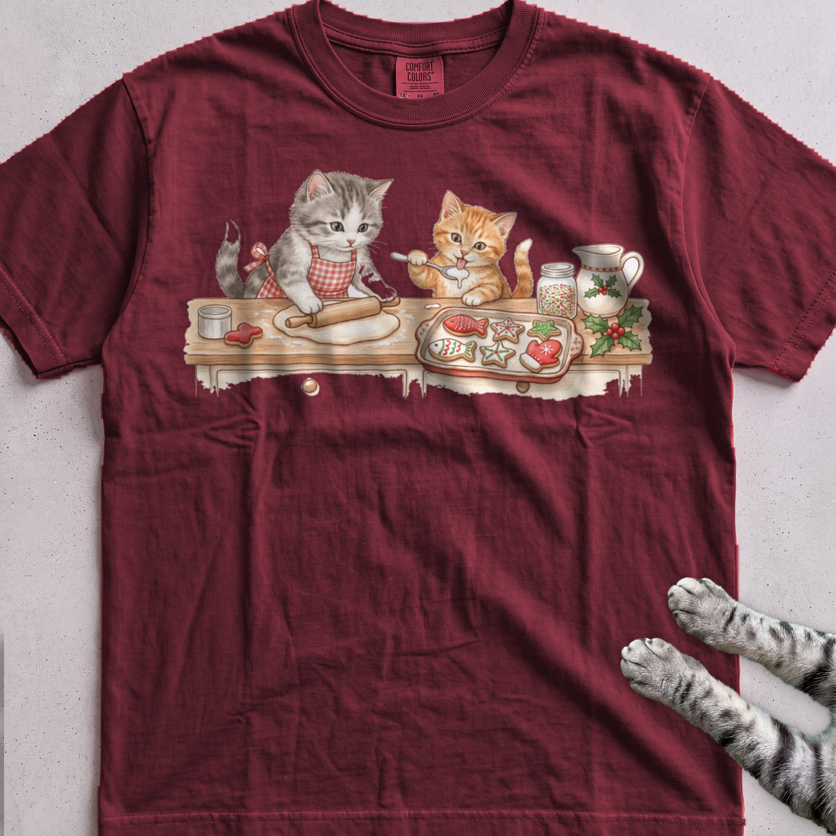 Cookie Crew Cat T-Shirt - Wine