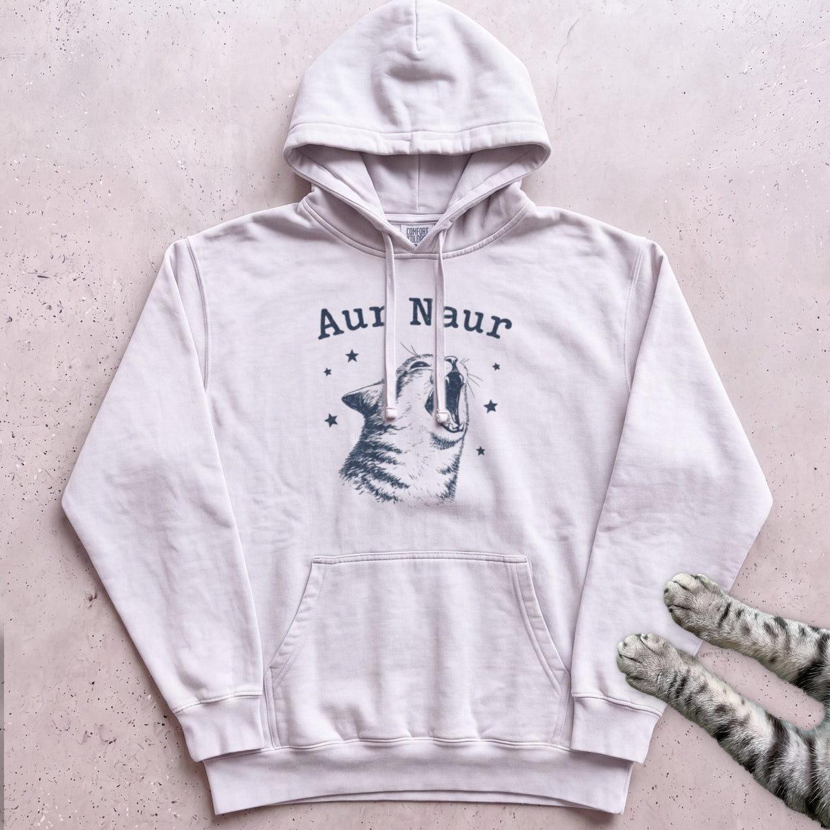 Aur Naur Cat Yawn Hoodie - White