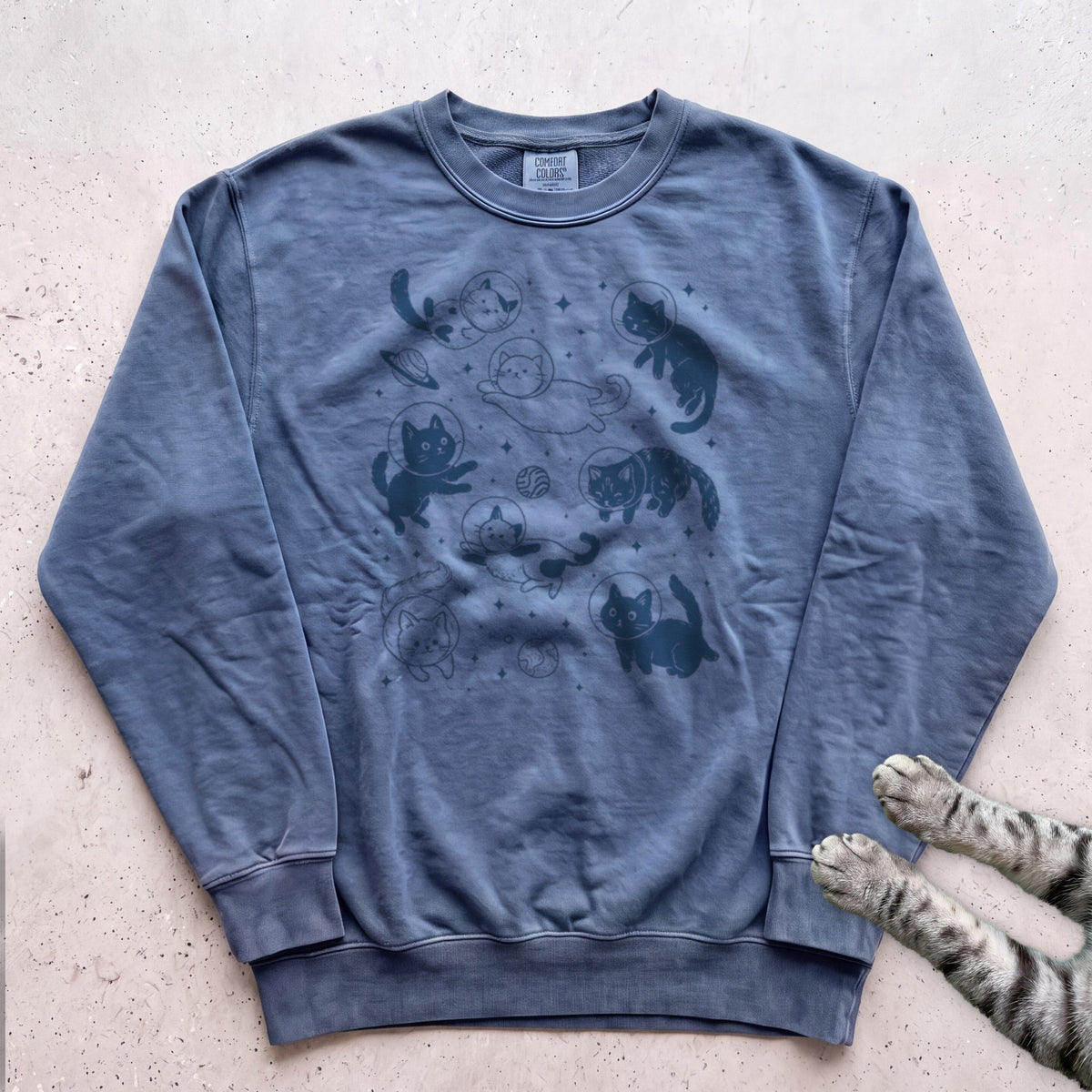 Cosmic Cats Sweatshirt - Blue Jean