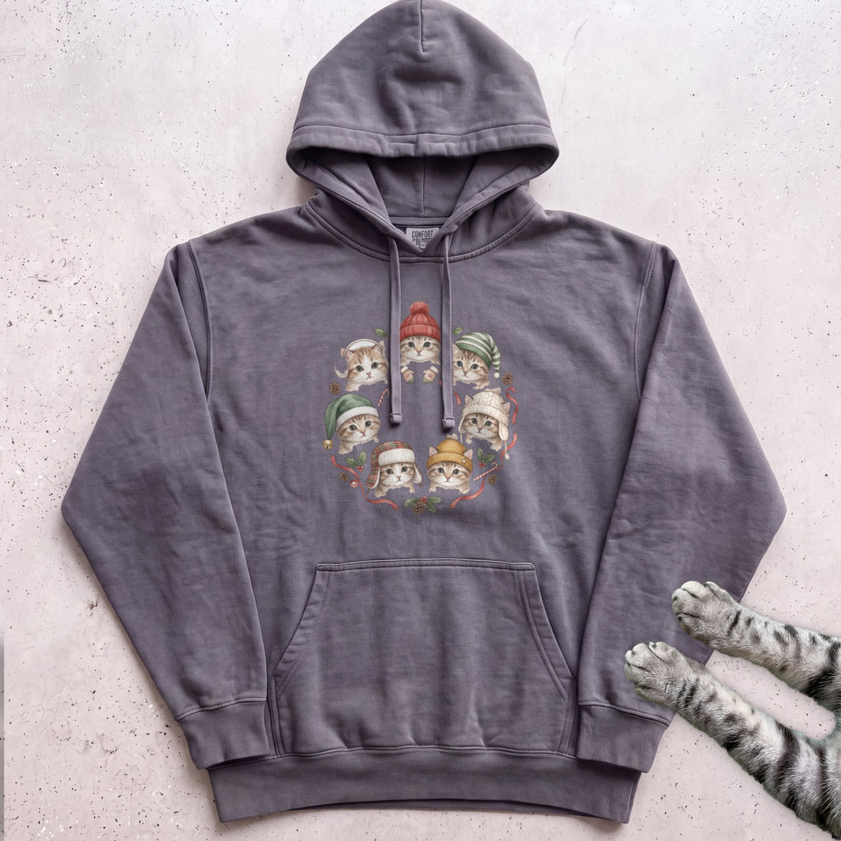 Cozy Hat Kittens Hoodie - Pepper