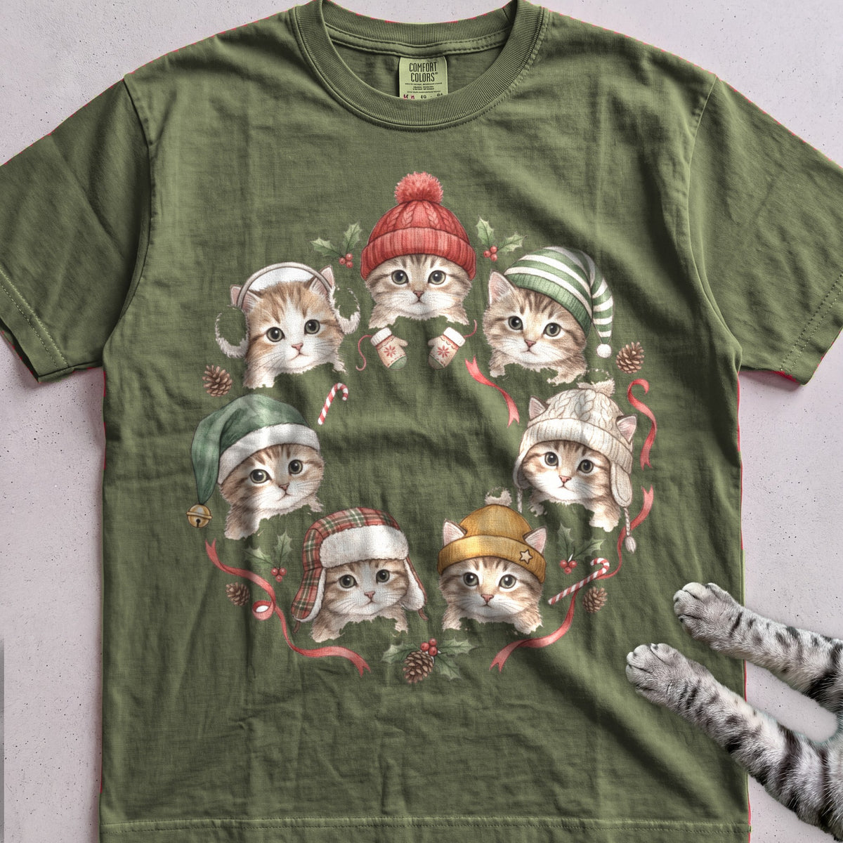 Cozy Hat Kittens T-Shirt - Hemp