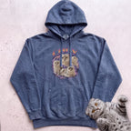 Custom Cat Graphic Hoodie — Retro Portraits Personalized Cat - Denim