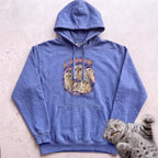 Custom Cat Graphic Hoodie — Retro Portraits Personalized Cat - Flo Blue