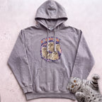 Custom Cat Graphic Hoodie — Retro Portraits Personalized Cat - Grey