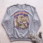 Custom Cat Graphic Sweatshirt — Retro Portraits Personalized Cat - Grey
