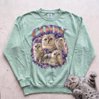 Custom Cat Graphic Sweatshirt — Retro Portraits Personalized Cat - Light Green