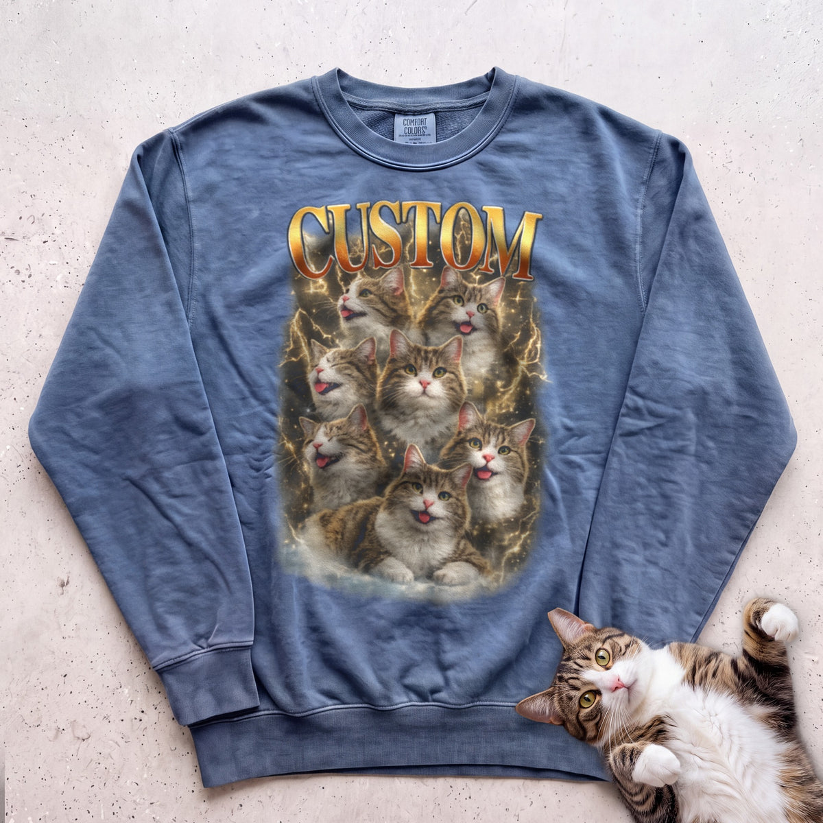 Custom Cat Personalized Sweatshirt - Blue Jean
