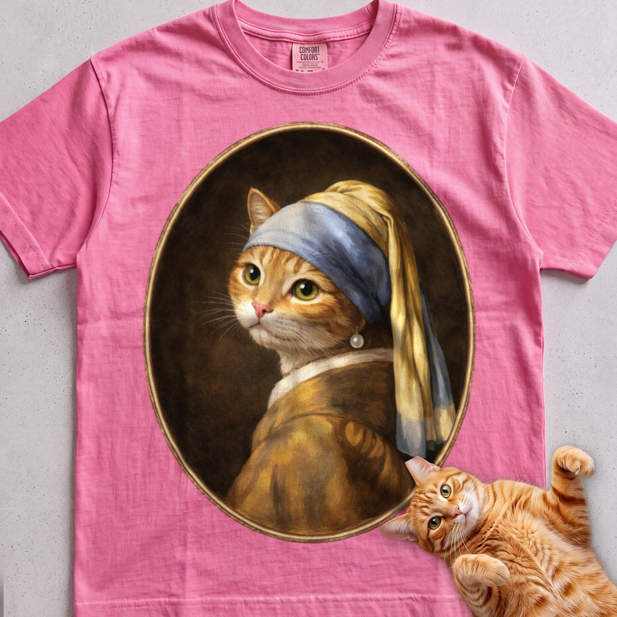 Art Personalized Custom Cat tee, Azalea, with matching cat