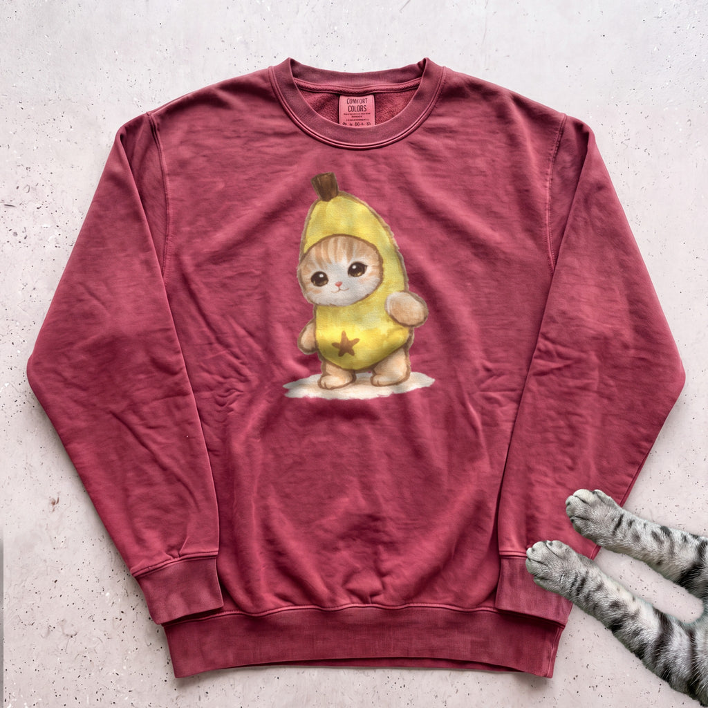 Cute Banana Kitten Sweatshirt - Crimson