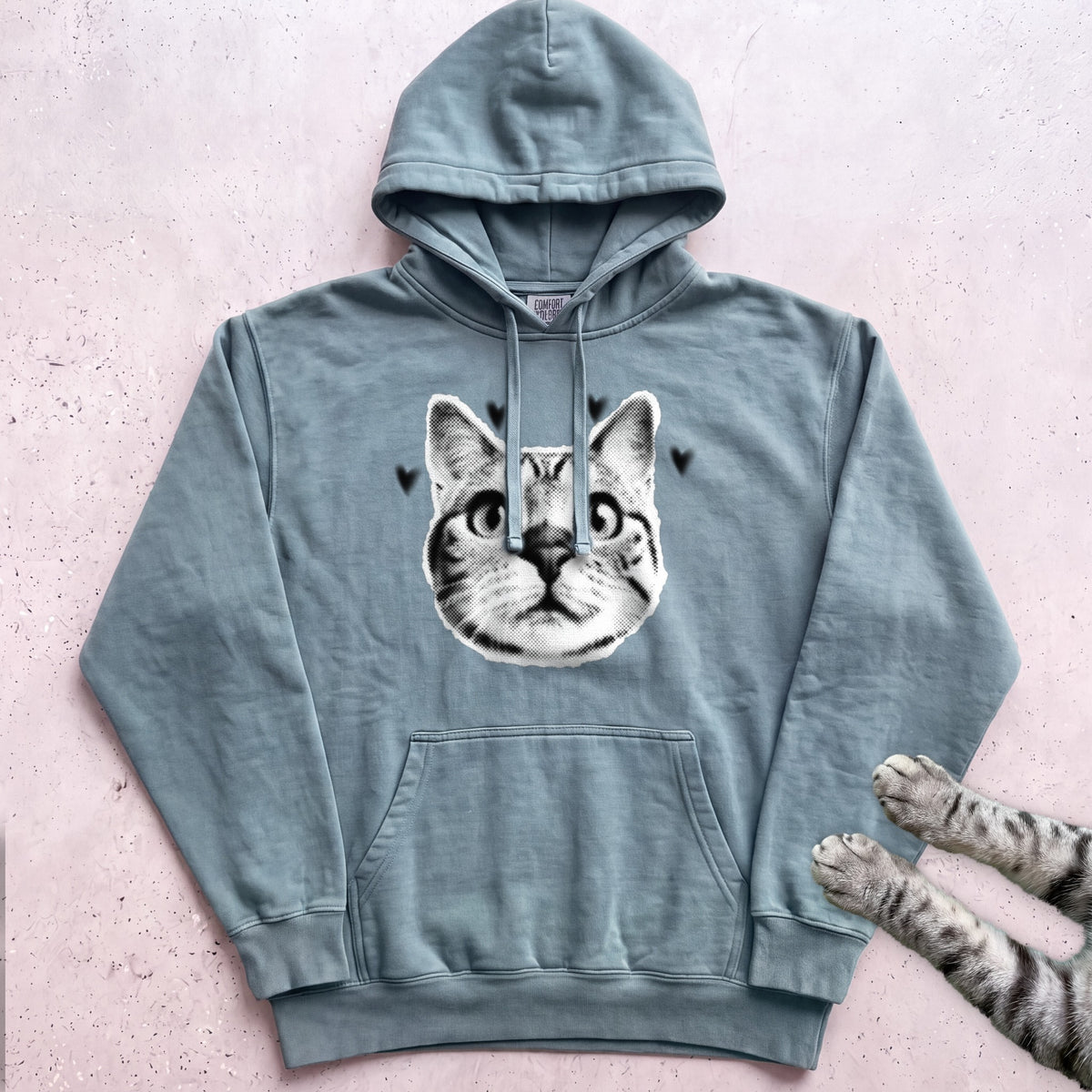 Cute Cat Face Hoodie - Seafoam