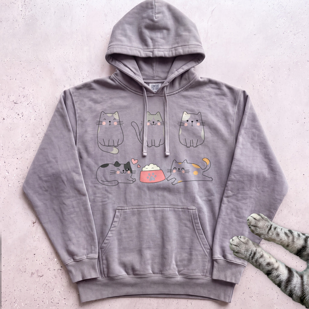 Cute Cat Family Hoodie - Grey