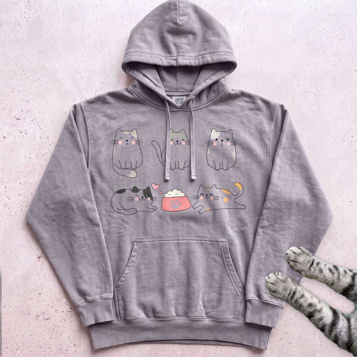 Cute Cat Family Hoodie - Grey
