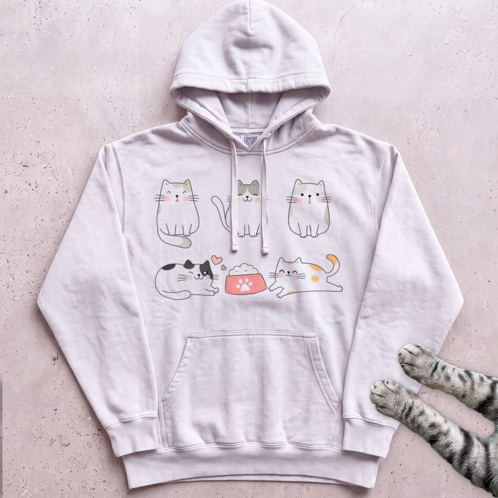 Cute Cat Family Hoodie - White