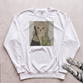 Cute Cat with Matcha Sweatshirt - White