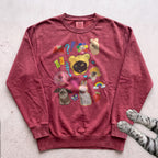 Cute Cats Sticker Collage Sweatshirt - Crimson