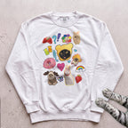 Cute Cats Sticker Collage Sweatshirt - White