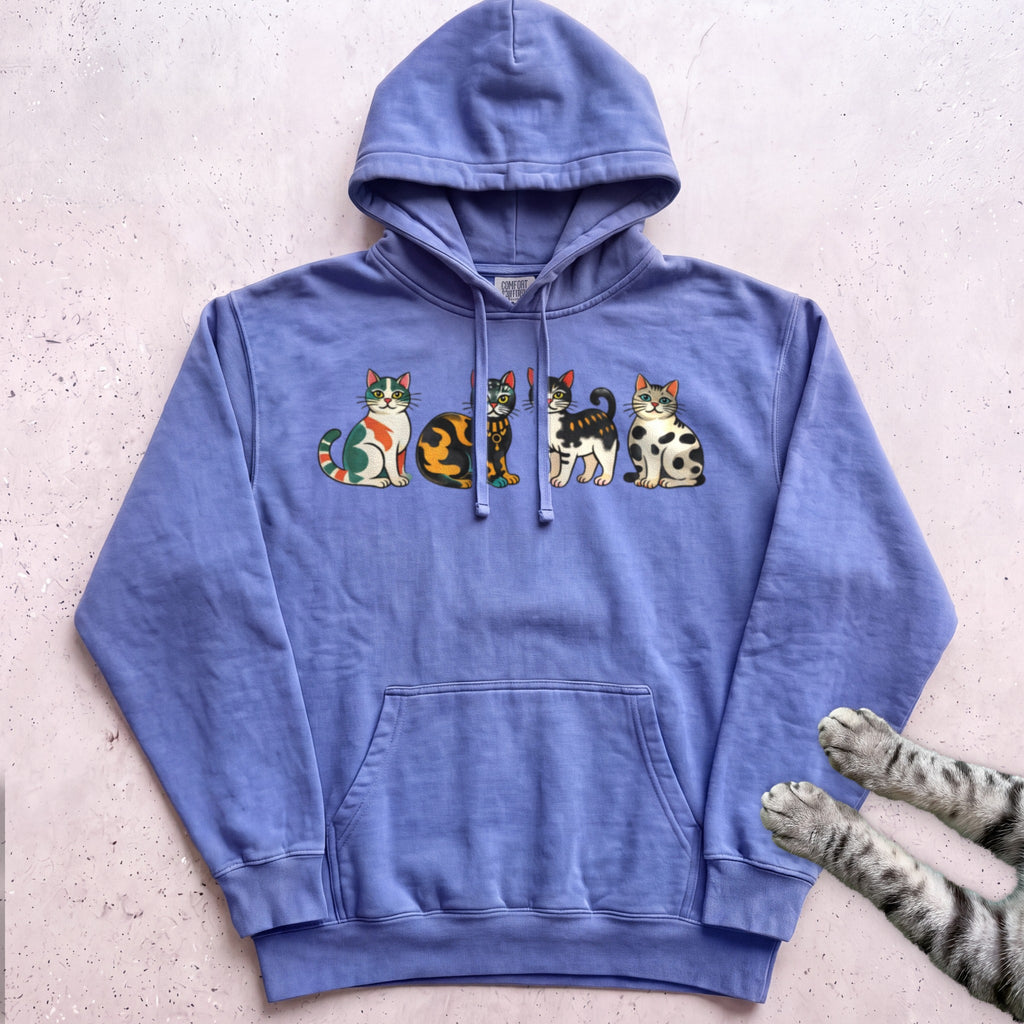 Cute Colorful Cats Hoodie - Flo Blue