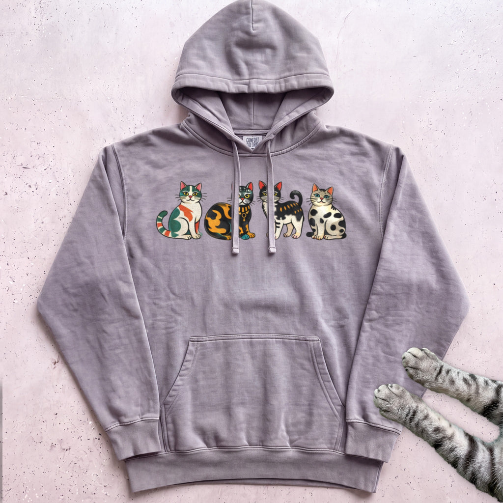 Cute Colorful Cats Hoodie - Grey