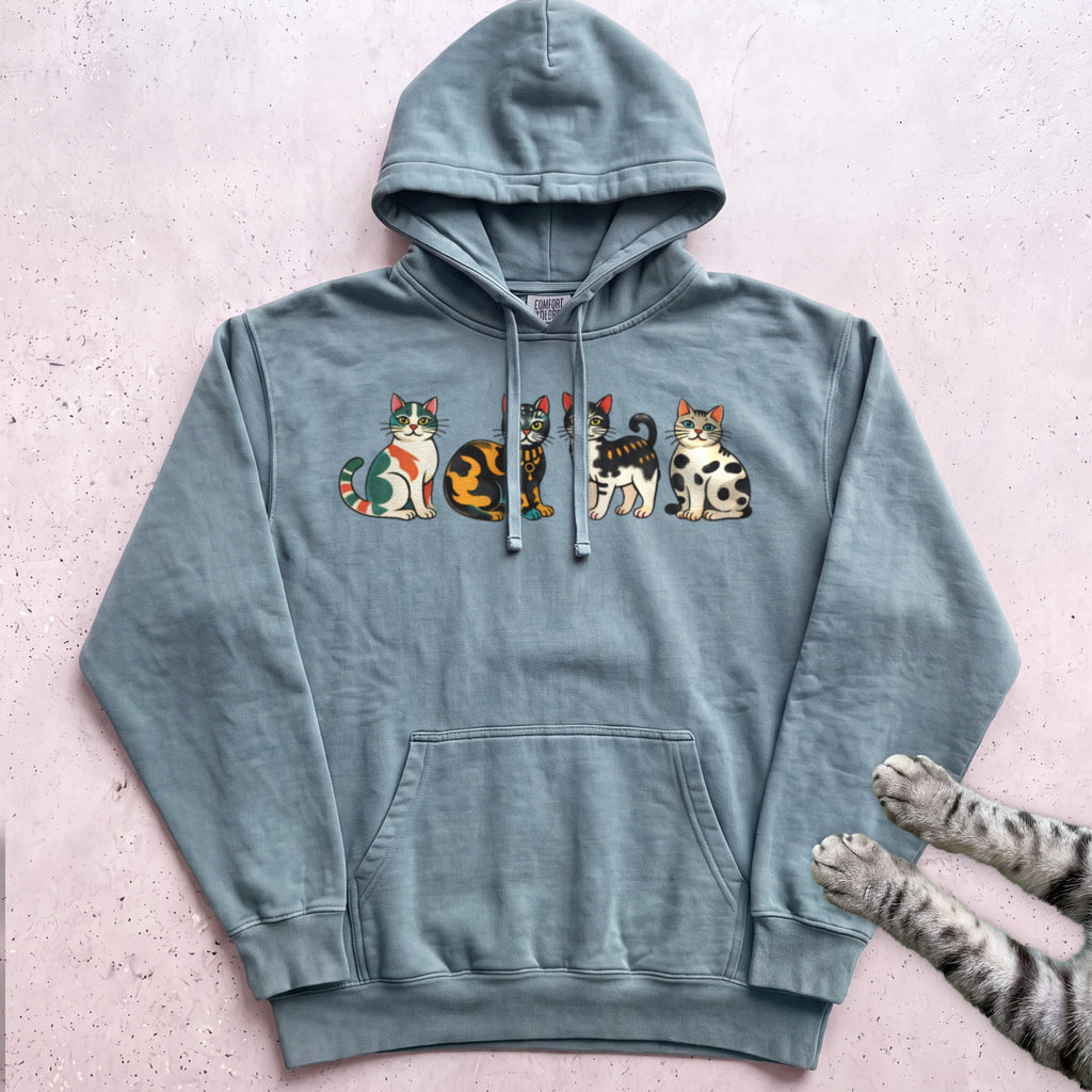 Cute Colorful Cats Hoodie - Seafoam