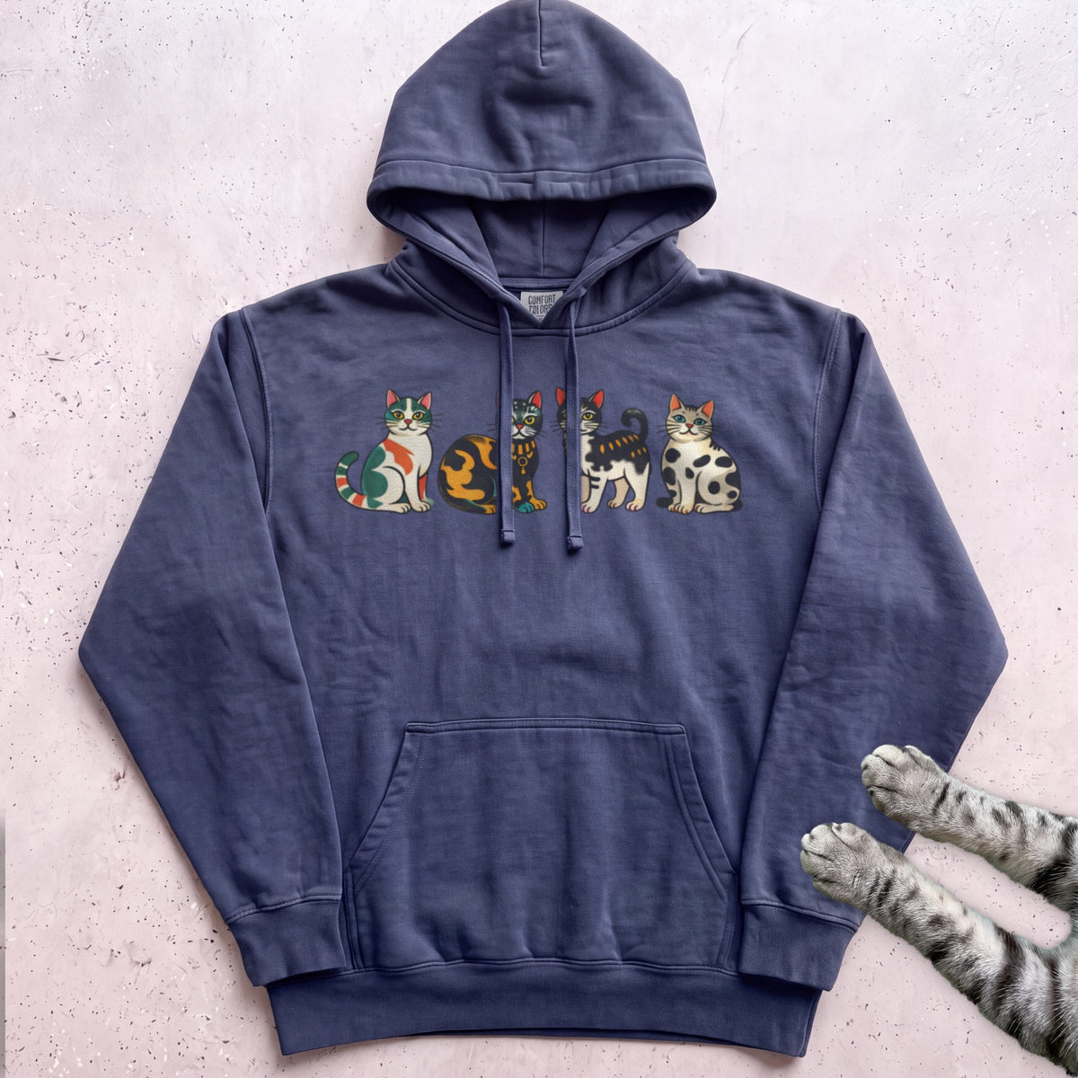 Cute Colorful Cats Hoodie - True Navy