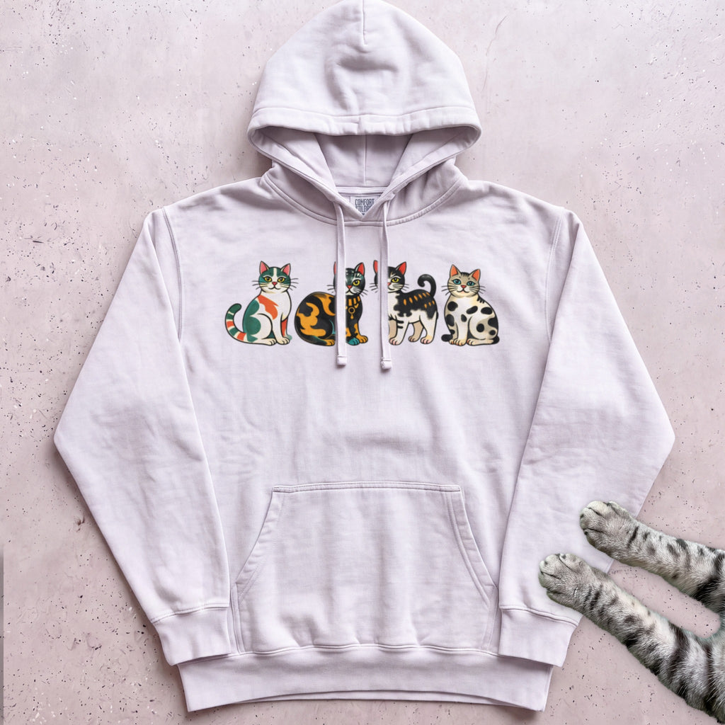Cute Colorful Cats Hoodie - White