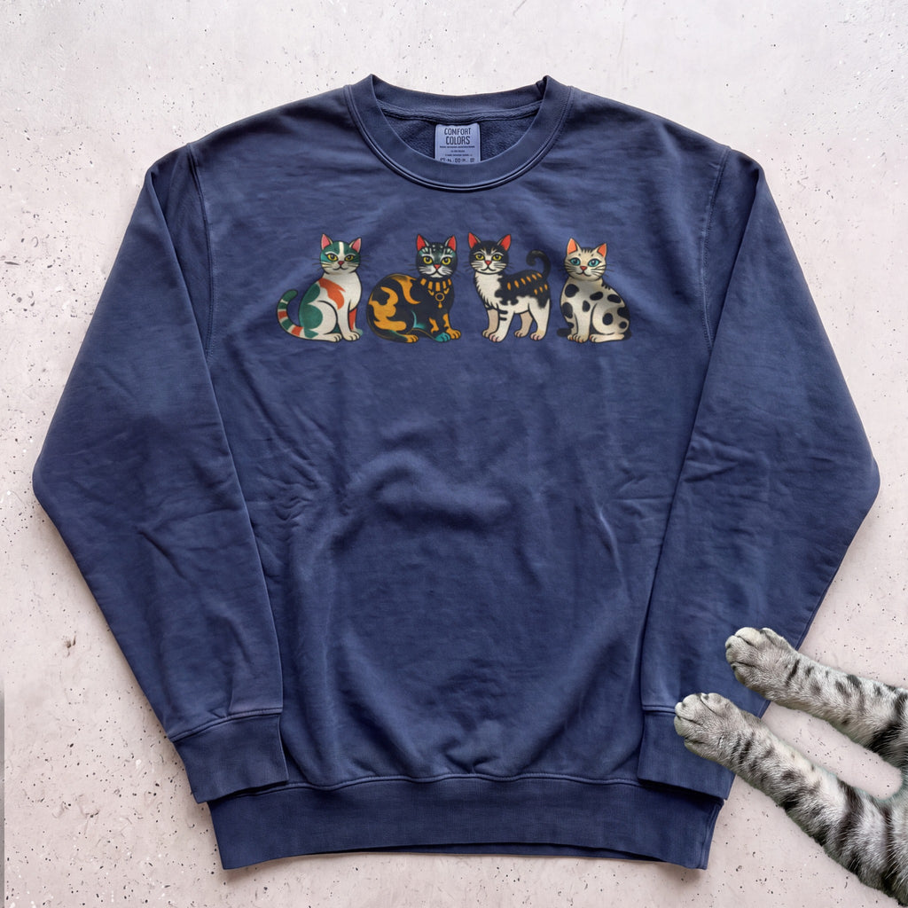 Cute Colorful Cats Sweatshirt - True Navy