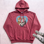 Heart Kittens Hoodie - Crimson