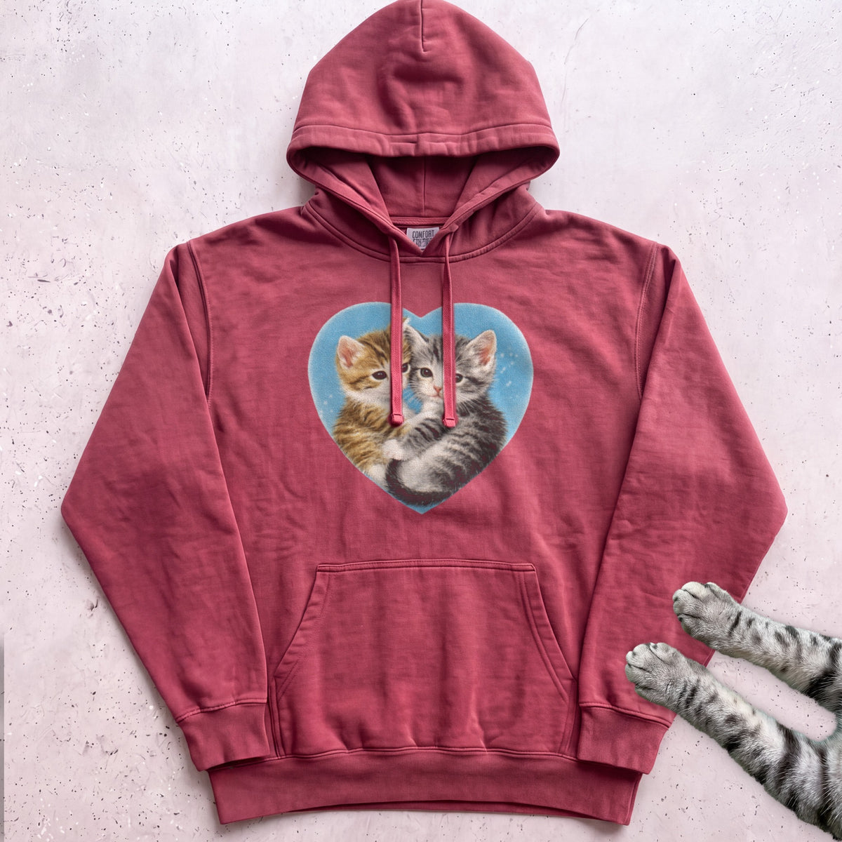 Heart Kittens Hoodie - Crimson