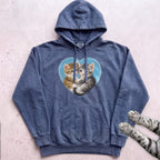 Heart Kittens Hoodie - Denim