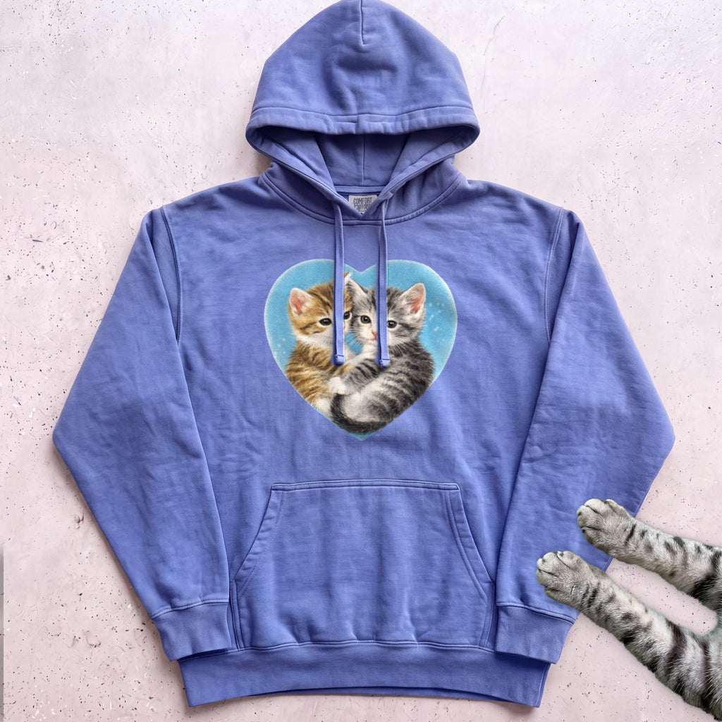 Heart Kittens Hoodie - Flo Blue