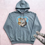 Heart Kittens Hoodie - Seafoam
