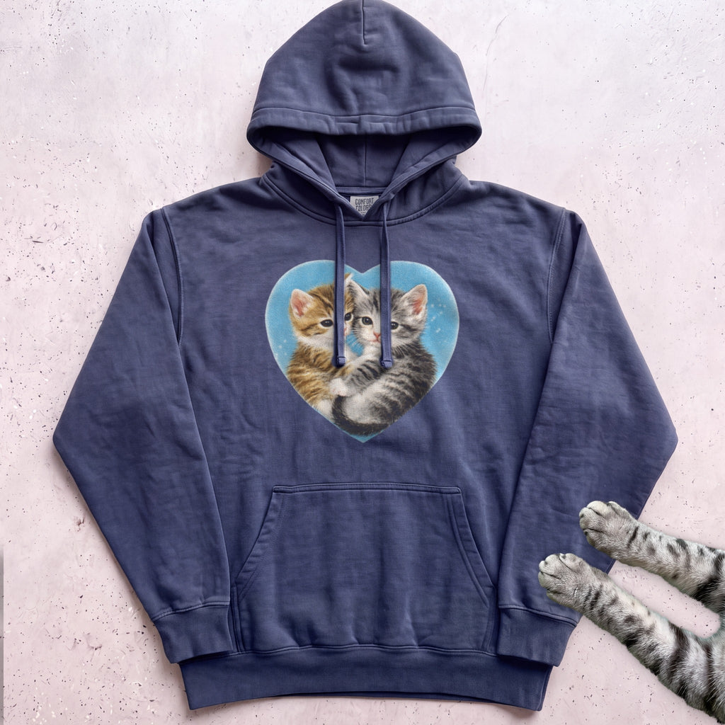 Heart Kittens Hoodie - True Navy
