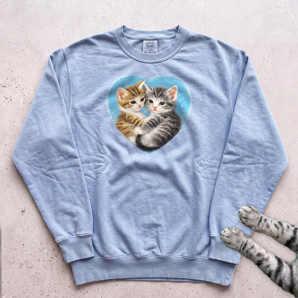 Heart Kittens Sweatshirt - Chambray