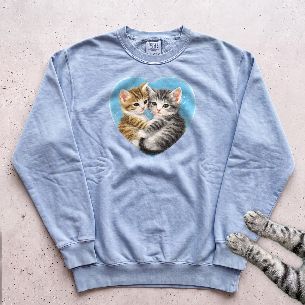 Heart Kittens Sweatshirt - Chambray