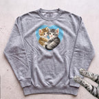 Heart Kittens Sweatshirt - Grey