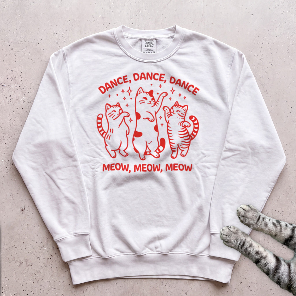 Dance, Dance, Dance Meow Sweatshirt - White