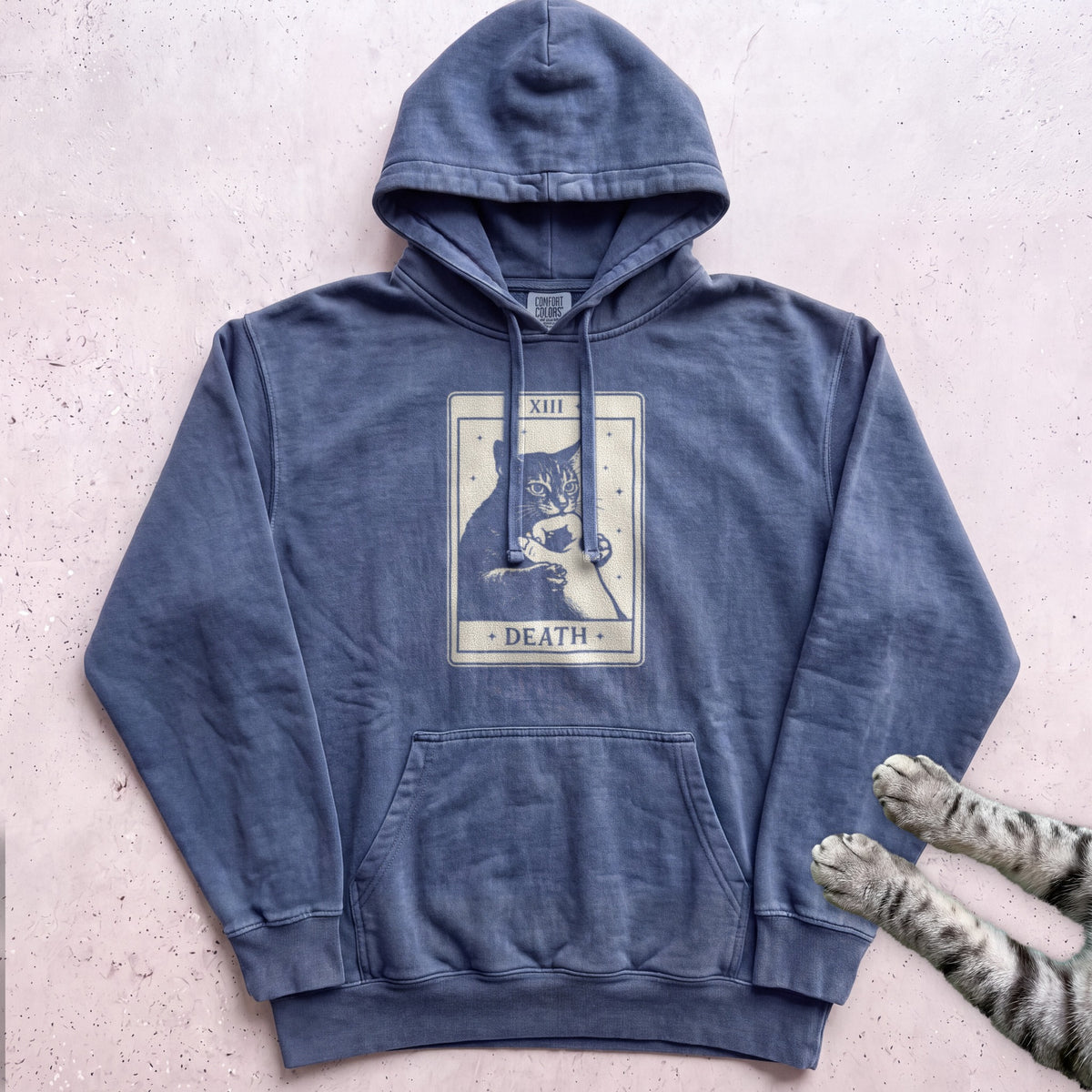 Death Tarot Cat Hoodie - Denim
