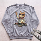 DJ Cat Headphones Sweatshirt - Grey