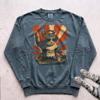 DJ Cat Graphic Sweatshirt - Blue Spruce
